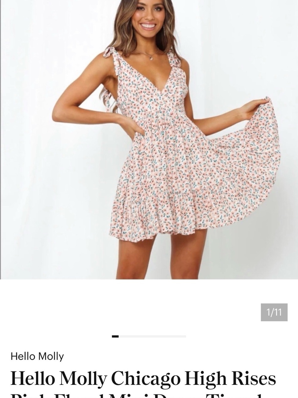 Hello Molly Blush Floral Tie-Shoulder Mini Dress